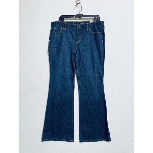 LOFT Womens 14 Modern Flare Jeans Medium Wash Distressed Back Flap Pockets Boho - Picture 1 of 8